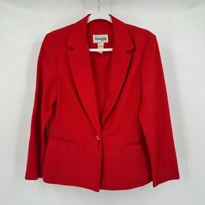 Womens Vintage Power Dressing Red Blazer Size 10 Bold Minimalist‎ 80s Office